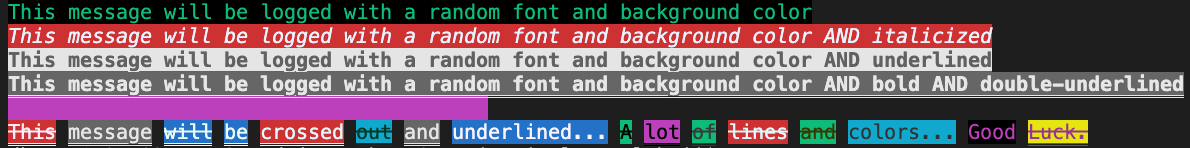 Result of using different logging functions